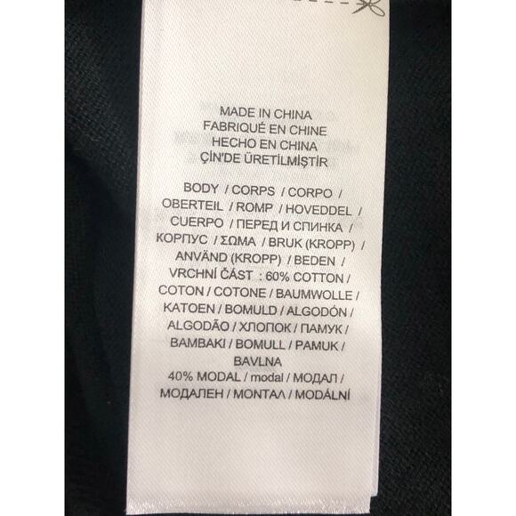 Lauren Ralph Lauren Women's Medium Cotton Blend Ruffle V-Neck Top Black NEW - Picture 5 of 7